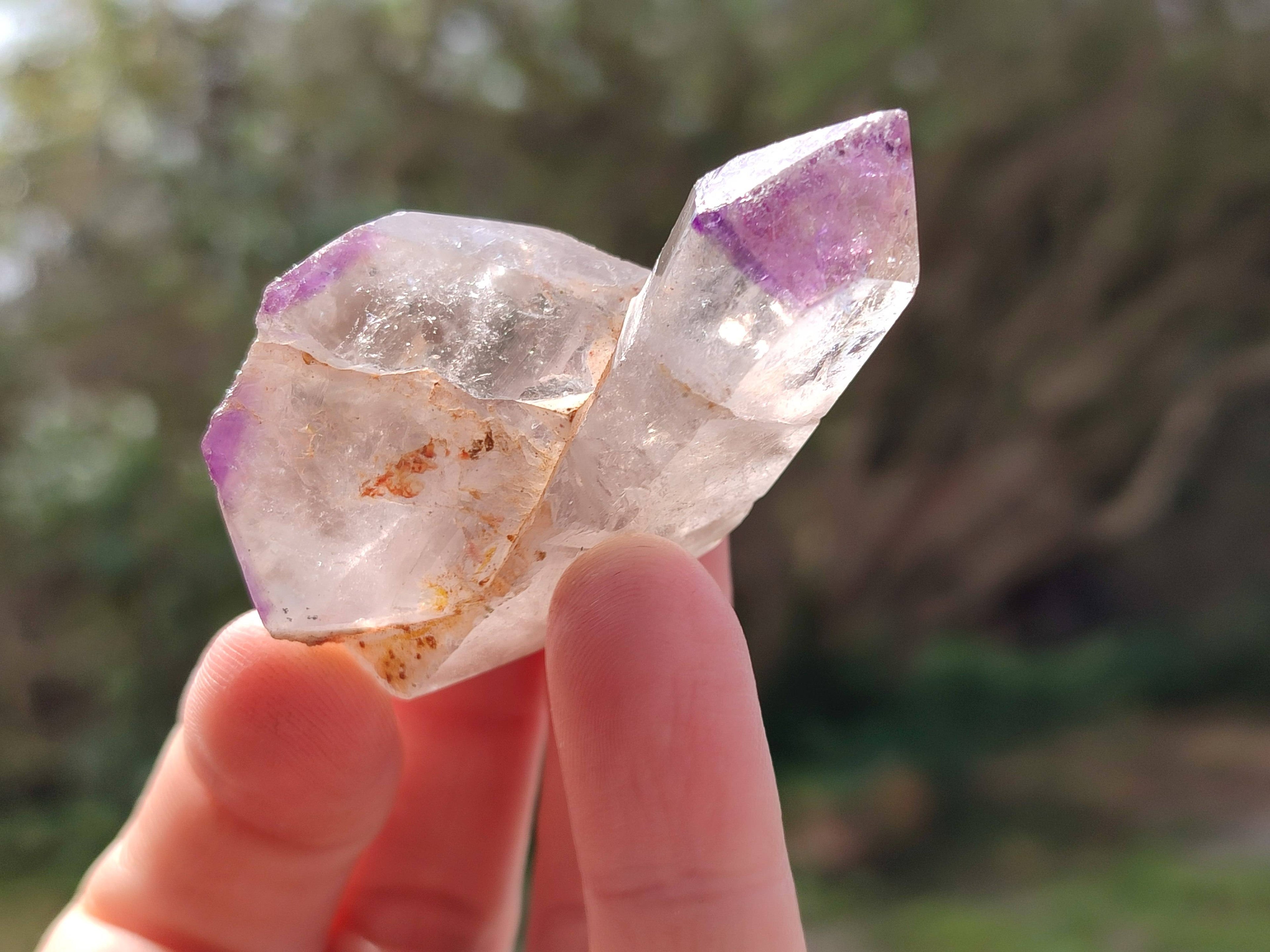 Polished Window Amethyst Crystals x 12 From Madagascar - Toprock Gemstones and Minerals 