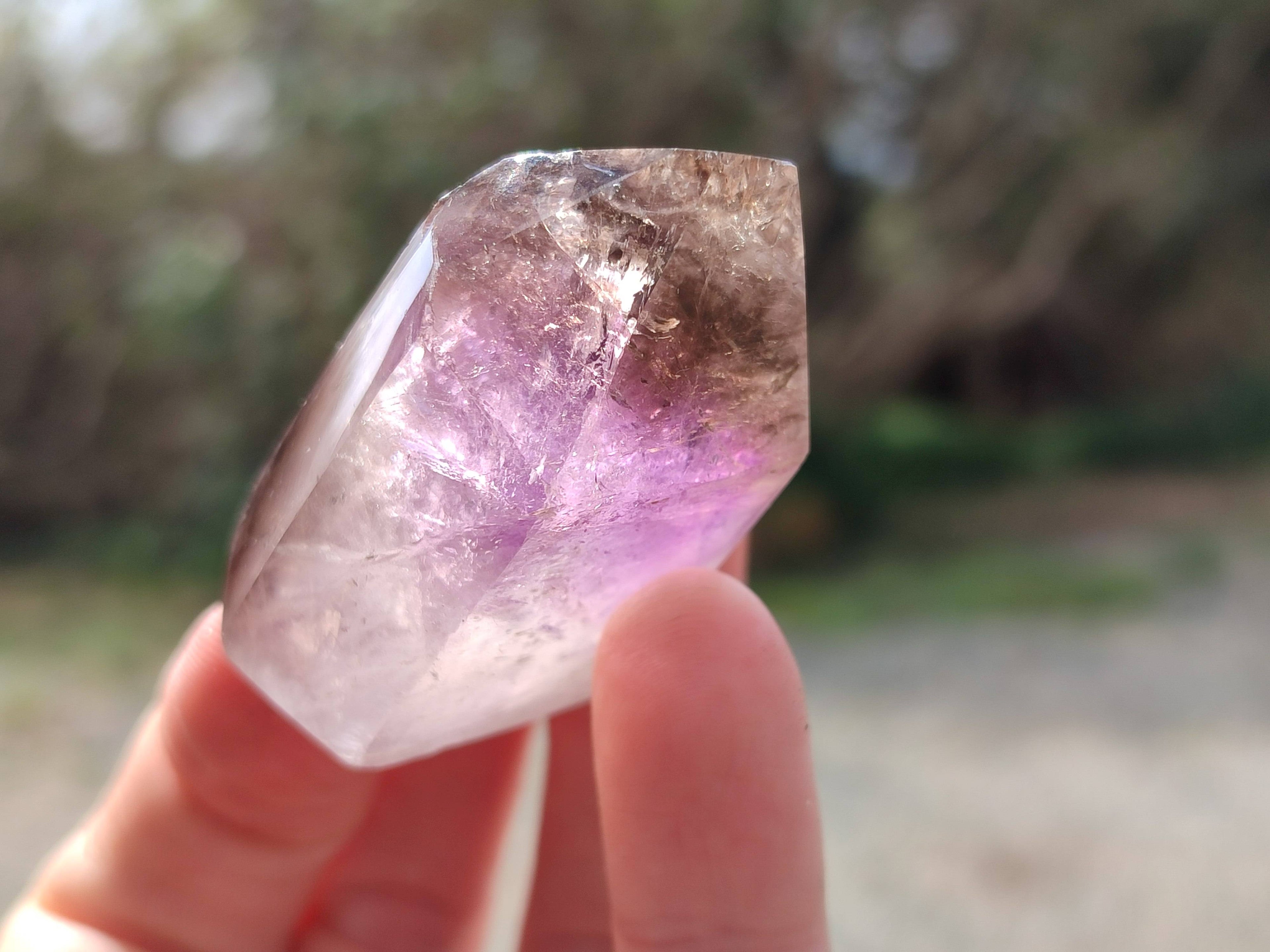 Polished Window Amethyst Crystals x 12 From Madagascar - Toprock Gemstones and Minerals 