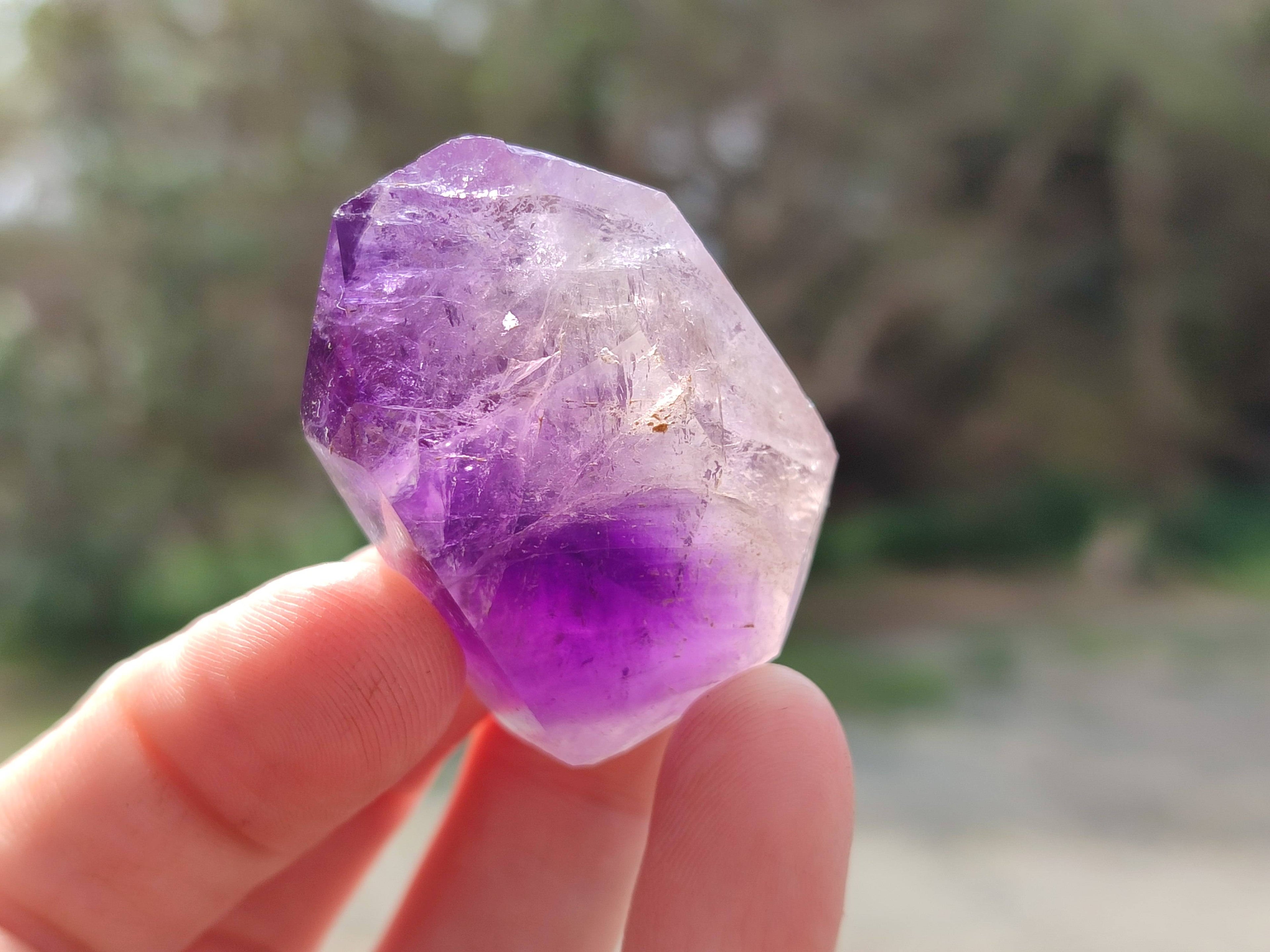 Polished Window Amethyst Crystals x 12 From Madagascar - Toprock Gemstones and Minerals 