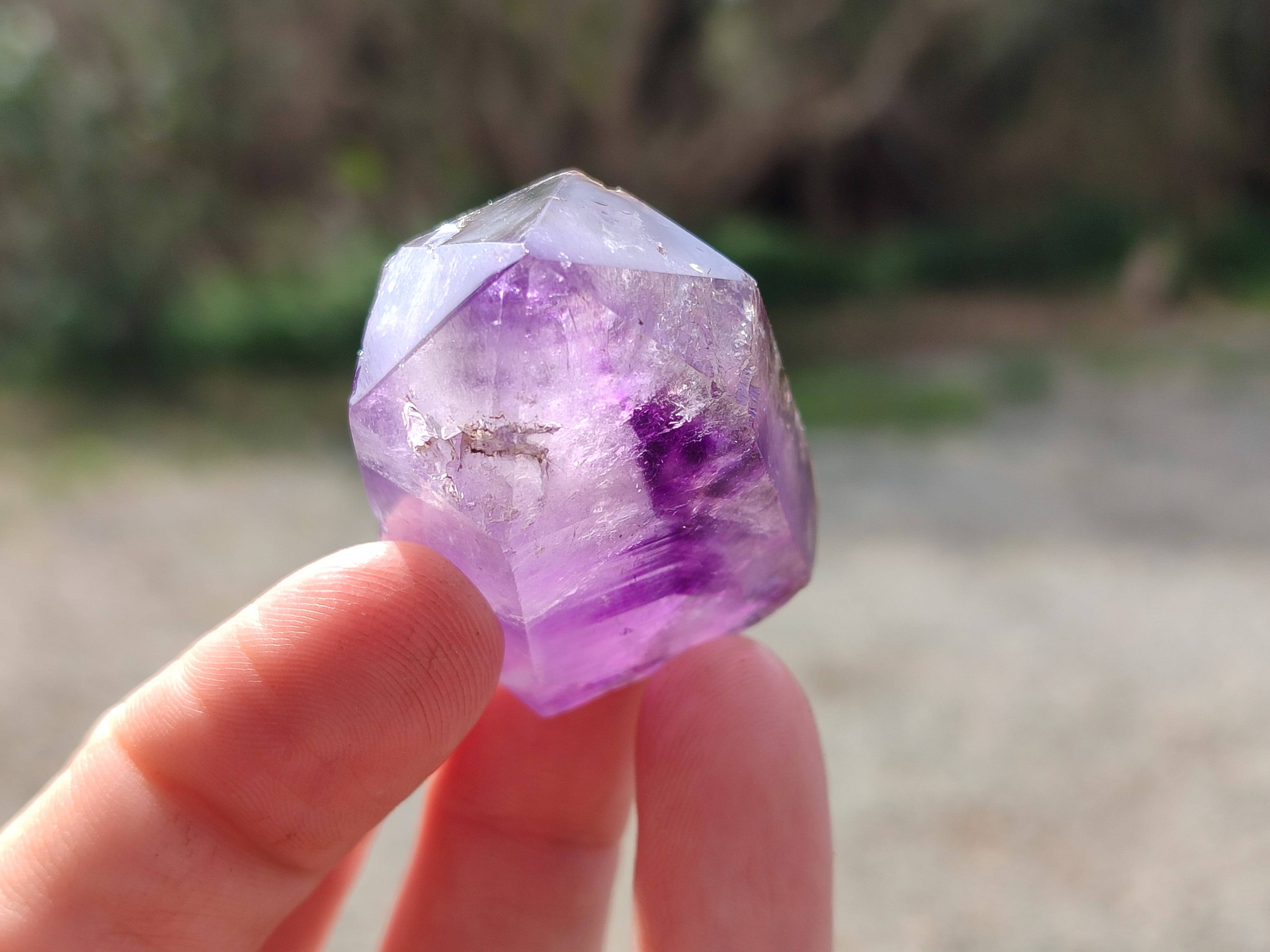 Polished Window Amethyst Crystals x 12 From Madagascar - Toprock Gemstones and Minerals 