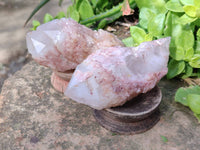 Natural Pink Hematoid Candle Quartz Crystals x 6 From Madagascar
