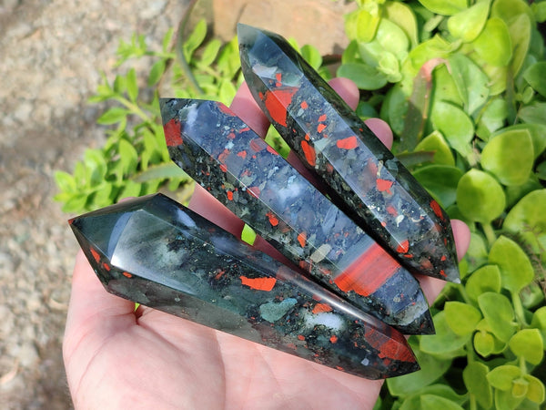 Polished Double Terminated Bloodstone Points x 10 From Swaziland