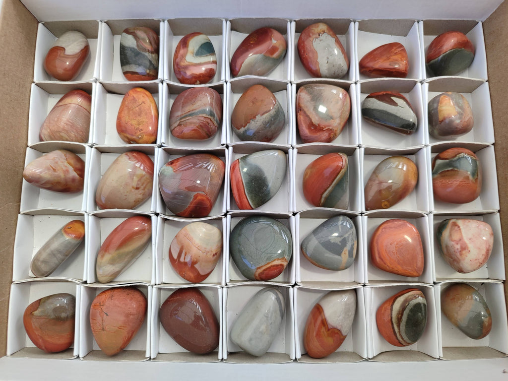 Polished Polychrome Jasper Palm Stones x 35 From Madagascar - Toprock Gemstones and Minerals 