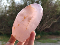 Polished Rose Quartz Standing Free Forms x 2 From Madagascar