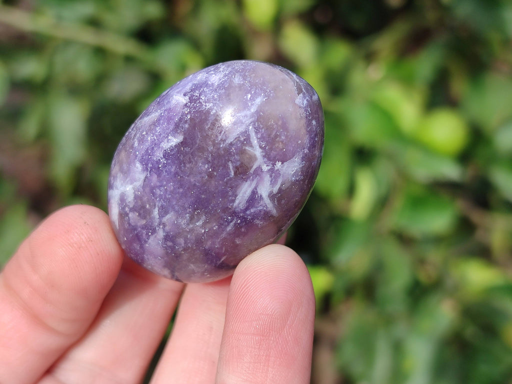 Polished Lepidolite with Pink Rubellite Palm Stones x 20 From Ambatondrazaka, Madagascar - Toprock Gemstones and Minerals 