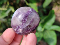 Polished Lepidolite with Pink Rubellite Palm Stones x 20 From Ambatondrazaka, Madagascar