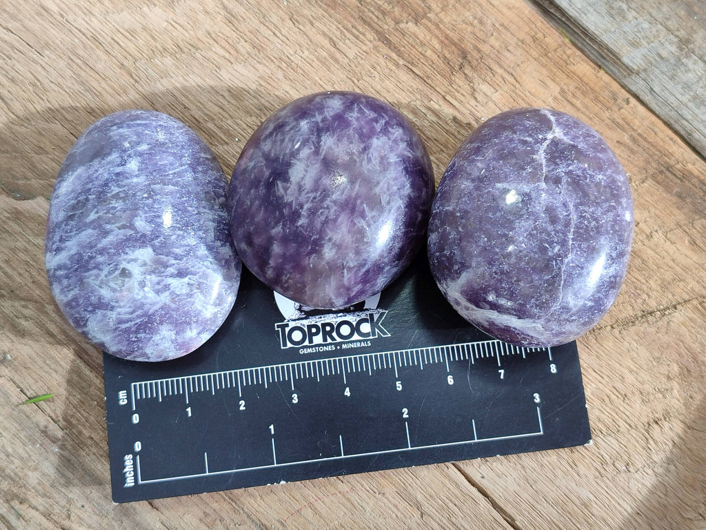 Polished Lepidolite with Pink Rubellite Palm Stones x 20 From Ambatondrazaka, Madagascar - Toprock Gemstones and Minerals 