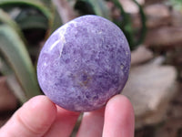 Polished Lepidolite with Pink Rubellite Palm Stones x 20 From Ambatondrazaka, Madagascar