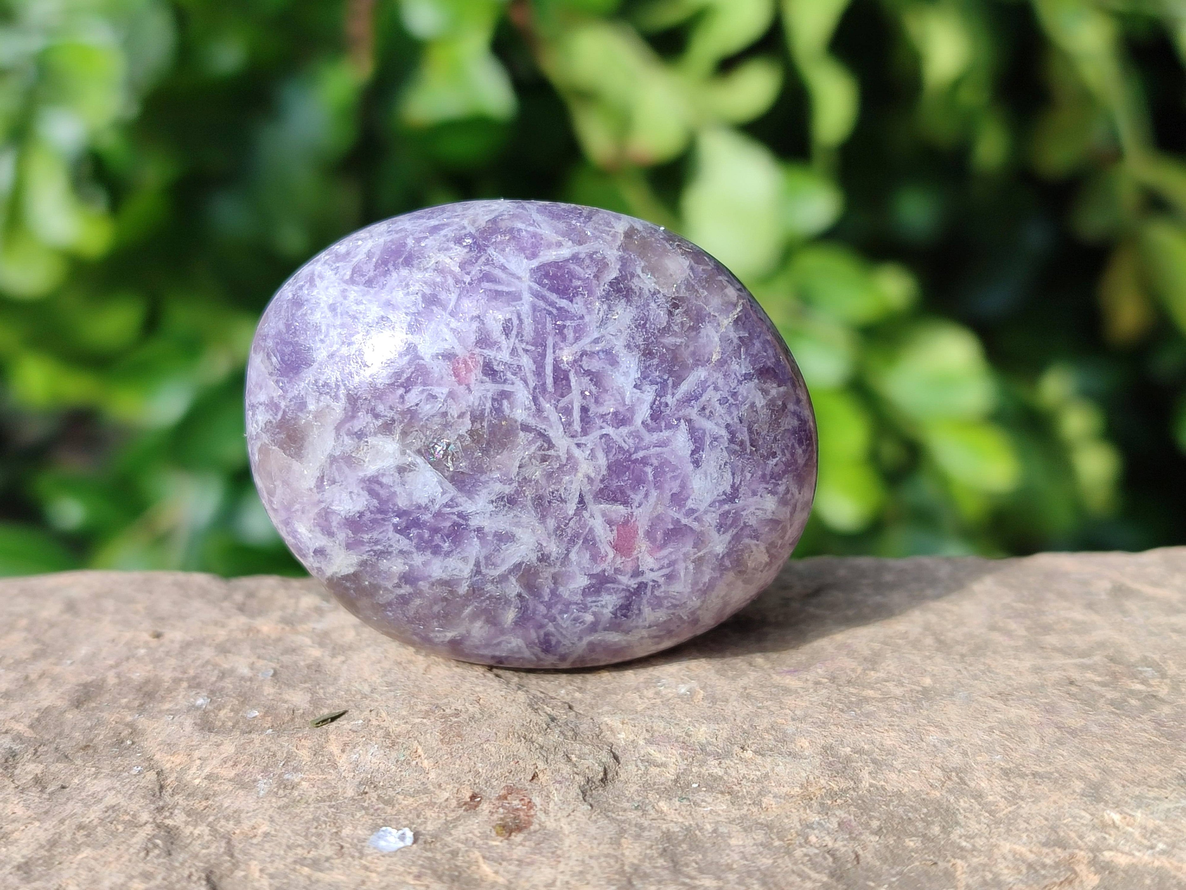 Polished Lepidolite with Pink Rubellite Palm Stones x 20 From Ambatondrazaka, Madagascar - Toprock Gemstones and Minerals 
