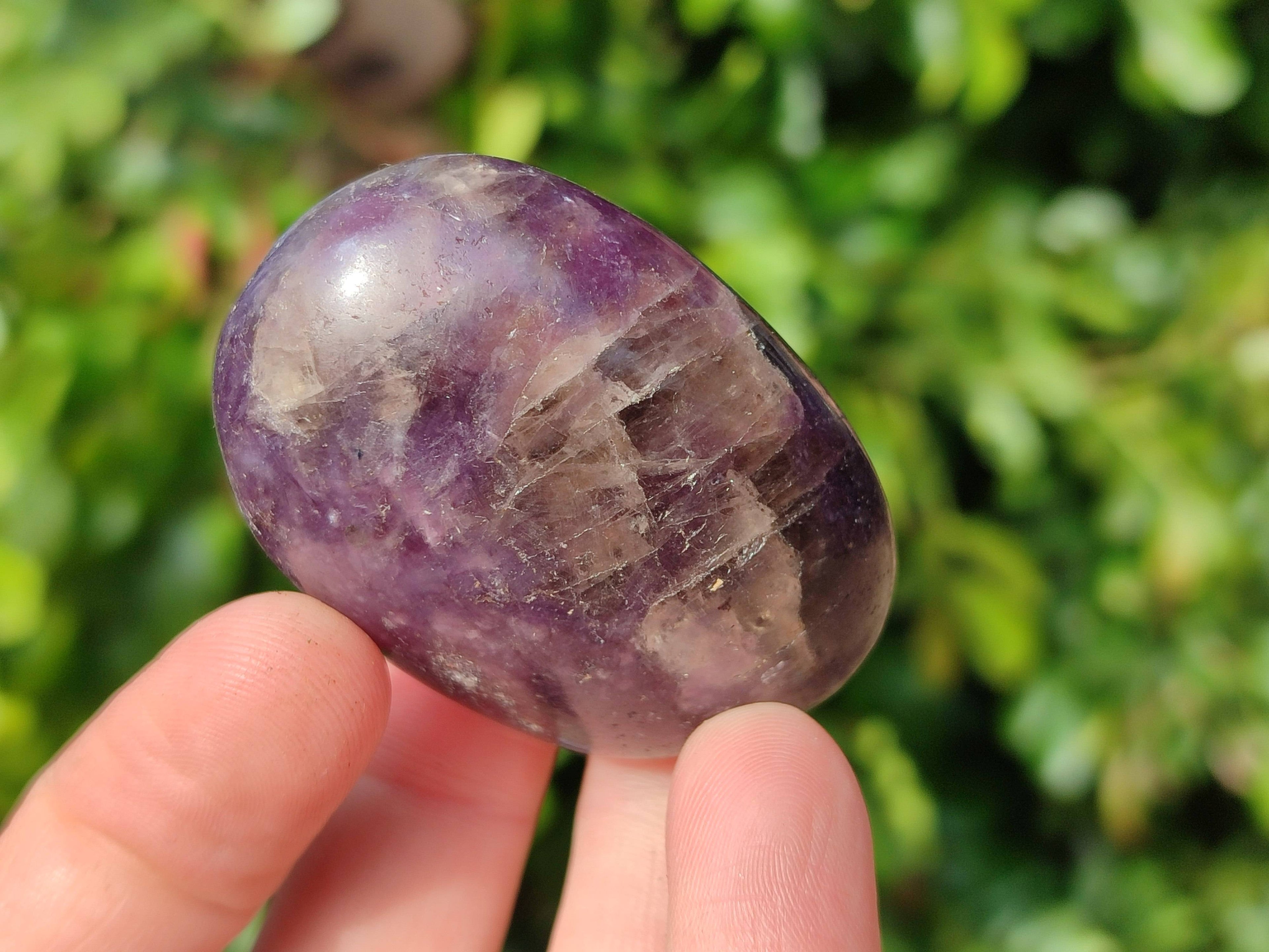 Polished Lepidolite with Pink Rubellite Palm Stones x 20 From Ambatondrazaka, Madagascar - Toprock Gemstones and Minerals 