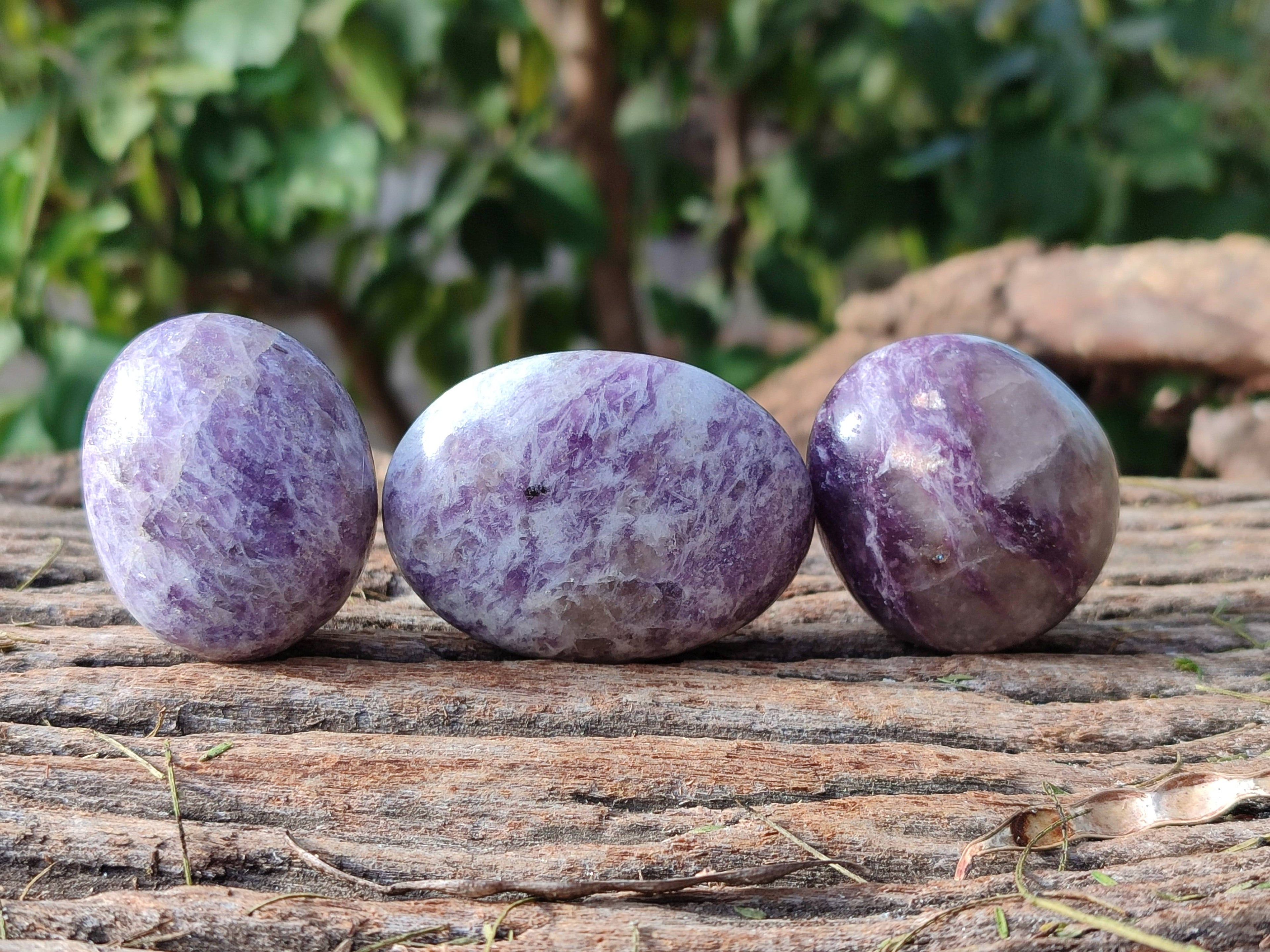 Polished Lepidolite with Pink Rubellite Palm Stones x 20 From Ambatondrazaka, Madagascar - Toprock Gemstones and Minerals 