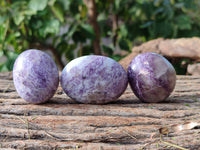 Polished Lepidolite with Pink Rubellite Palm Stones x 20 From Ambatondrazaka, Madagascar