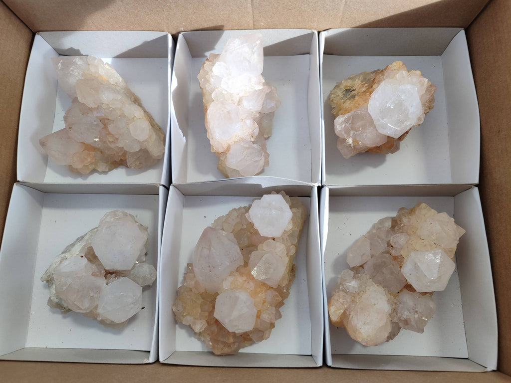 Natural Spirit Quartz Clusters x 6 From South Africa - Toprock Gemstones and Minerals 