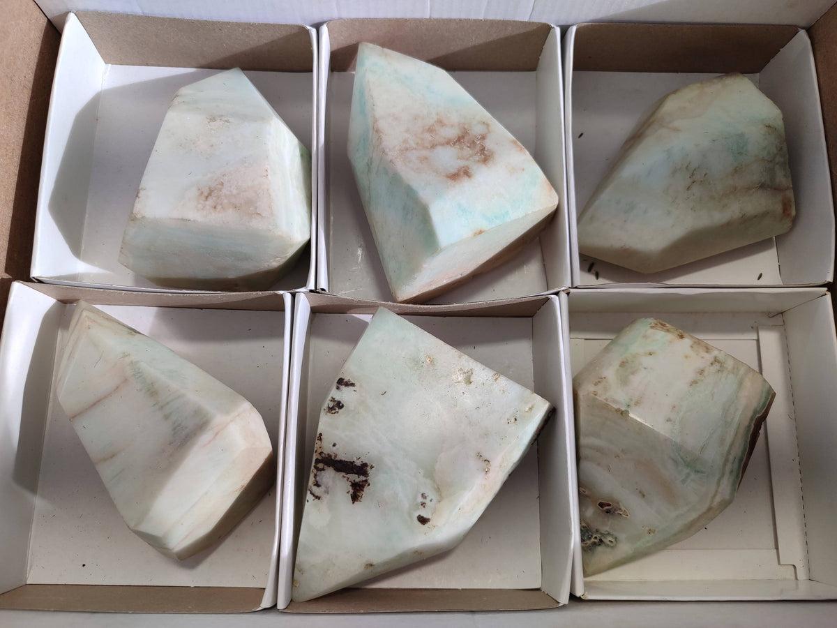 Polished Blue Smithsonite Aragonite Points x 6 From Congo - Toprock Gemstones and Minerals 