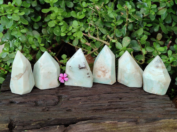 Polished Blue Smithsonite Aragonite Points x 6 From Congo