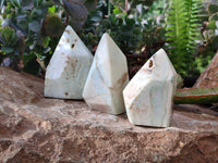 Polished Blue Smithsonite Aragonite Points x 6 From Congo