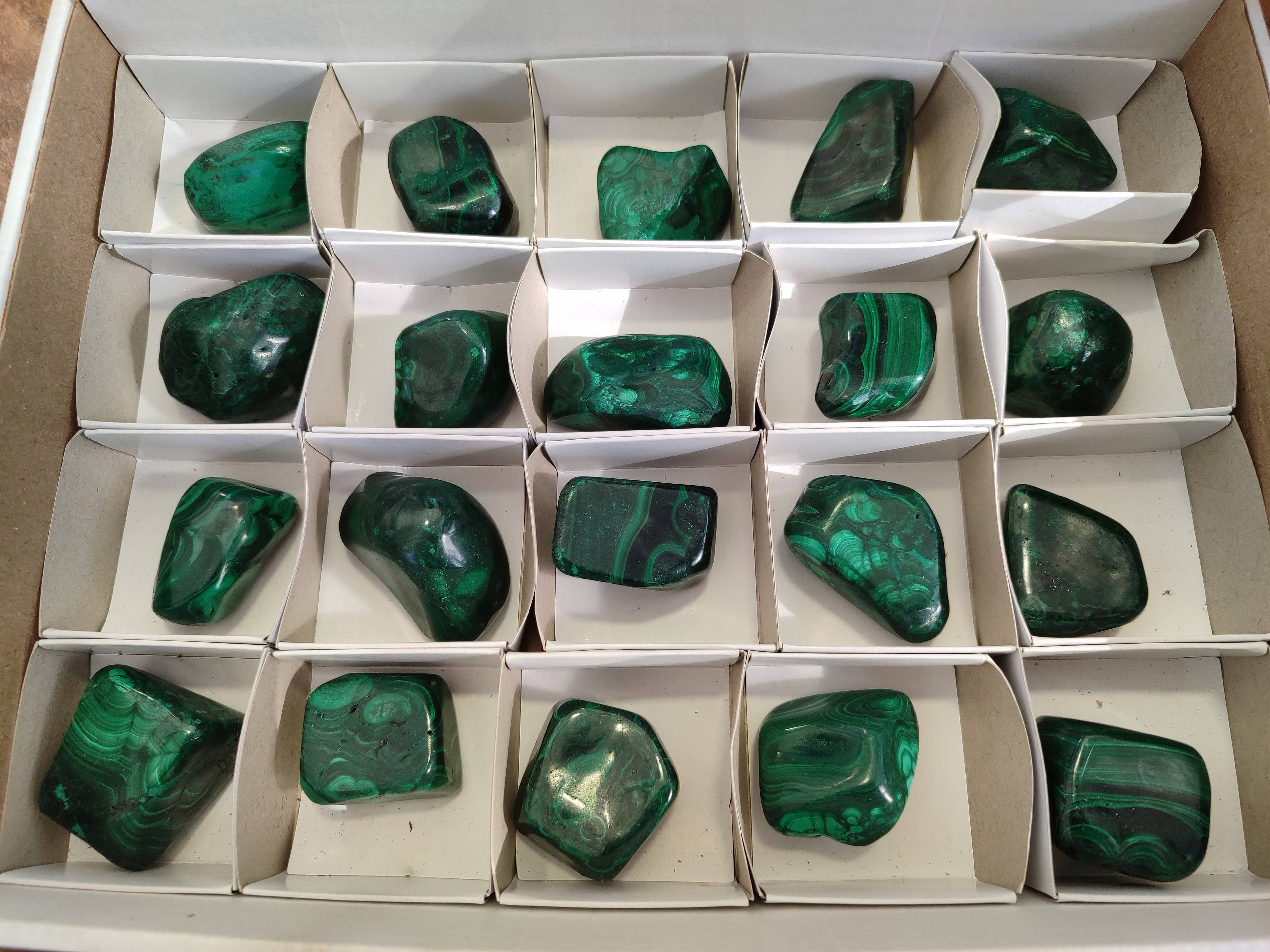 Polished Flower Banded Malachite Free Forms x 20 From Congo - Toprock Gemstones and Minerals 