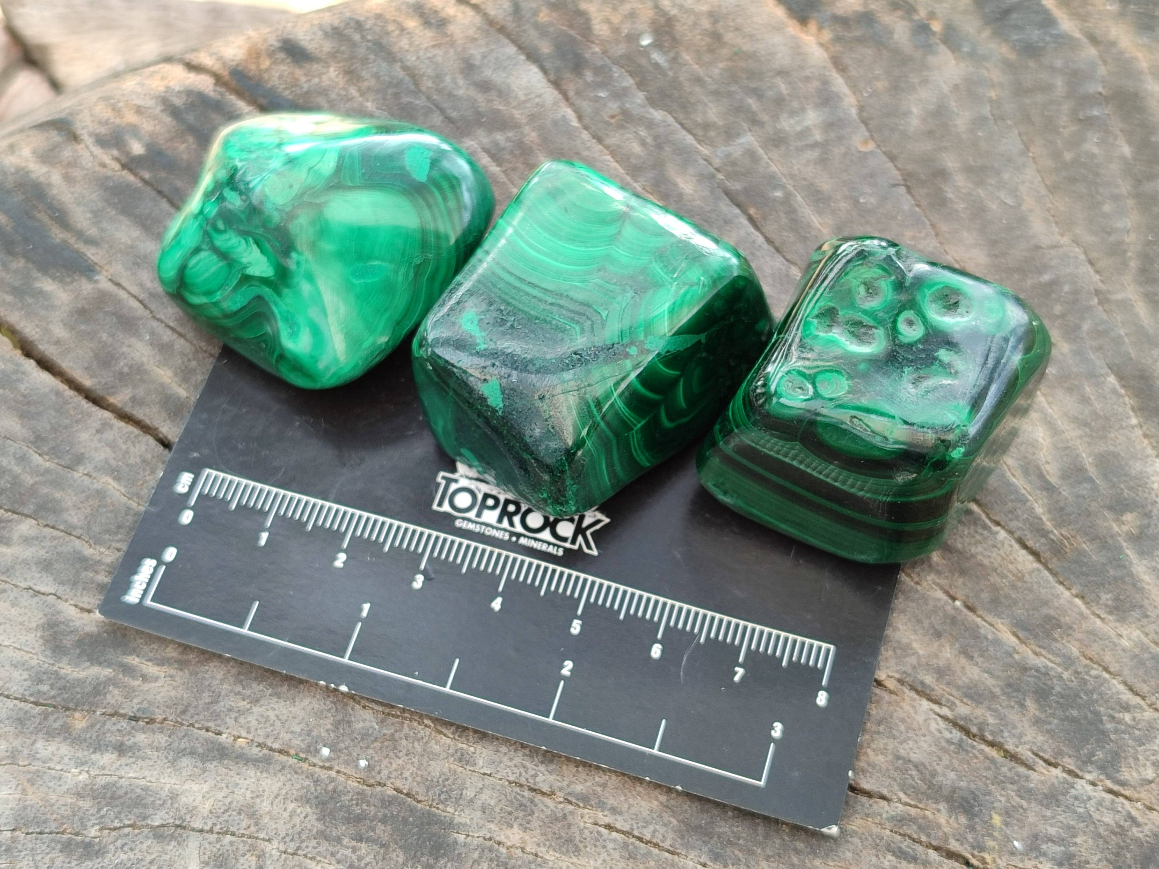 Polished Flower Banded Malachite Free Forms x 20 From Congo - Toprock Gemstones and Minerals 