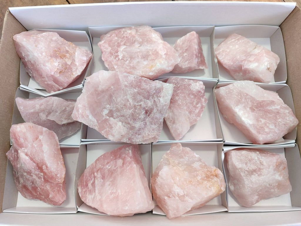 Natural Pink Rose Quartz Cobbed Specimens x 12 From North Cape, South Africa - Toprock Gemstones and Minerals 