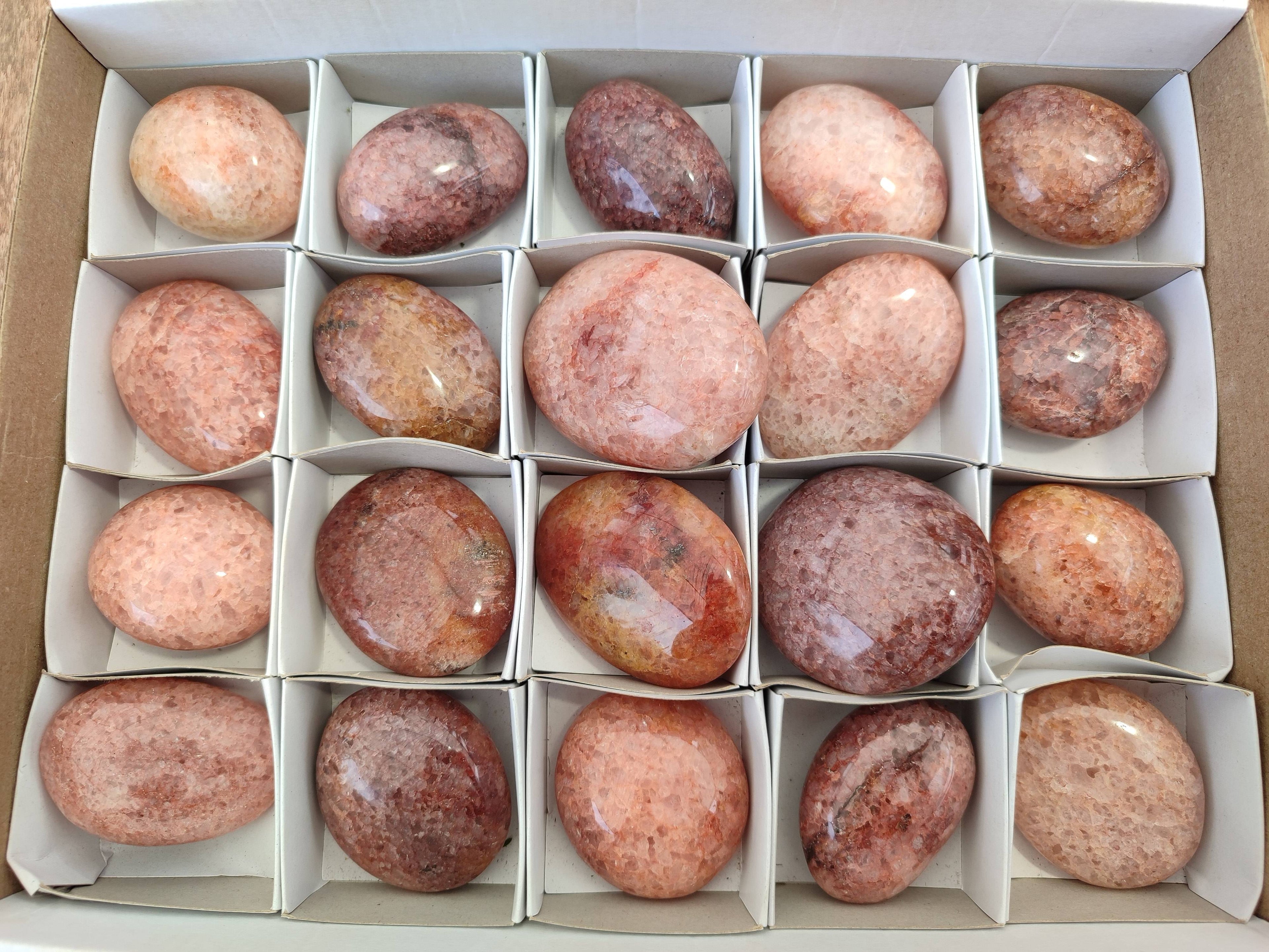 Polished Hematoid Quartz Palm Stones x 20 From Madagascar - Toprock Gemstones and Minerals 