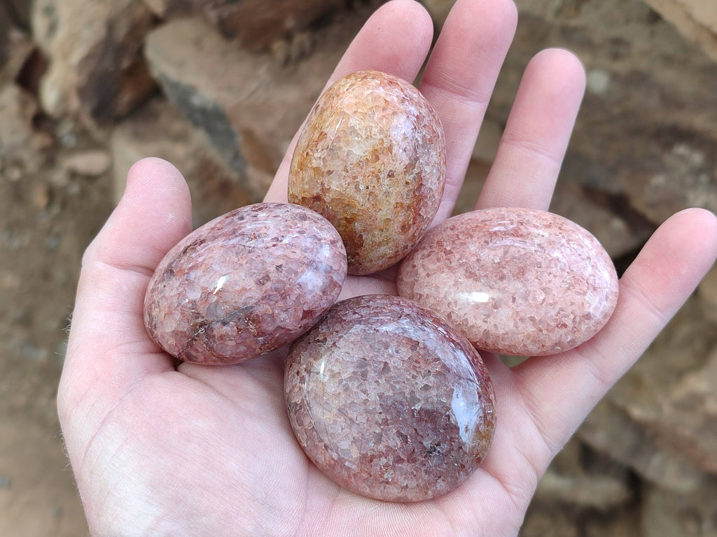 Polished Hematoid Quartz Palm Stones x 20 From Madagascar - Toprock Gemstones and Minerals 