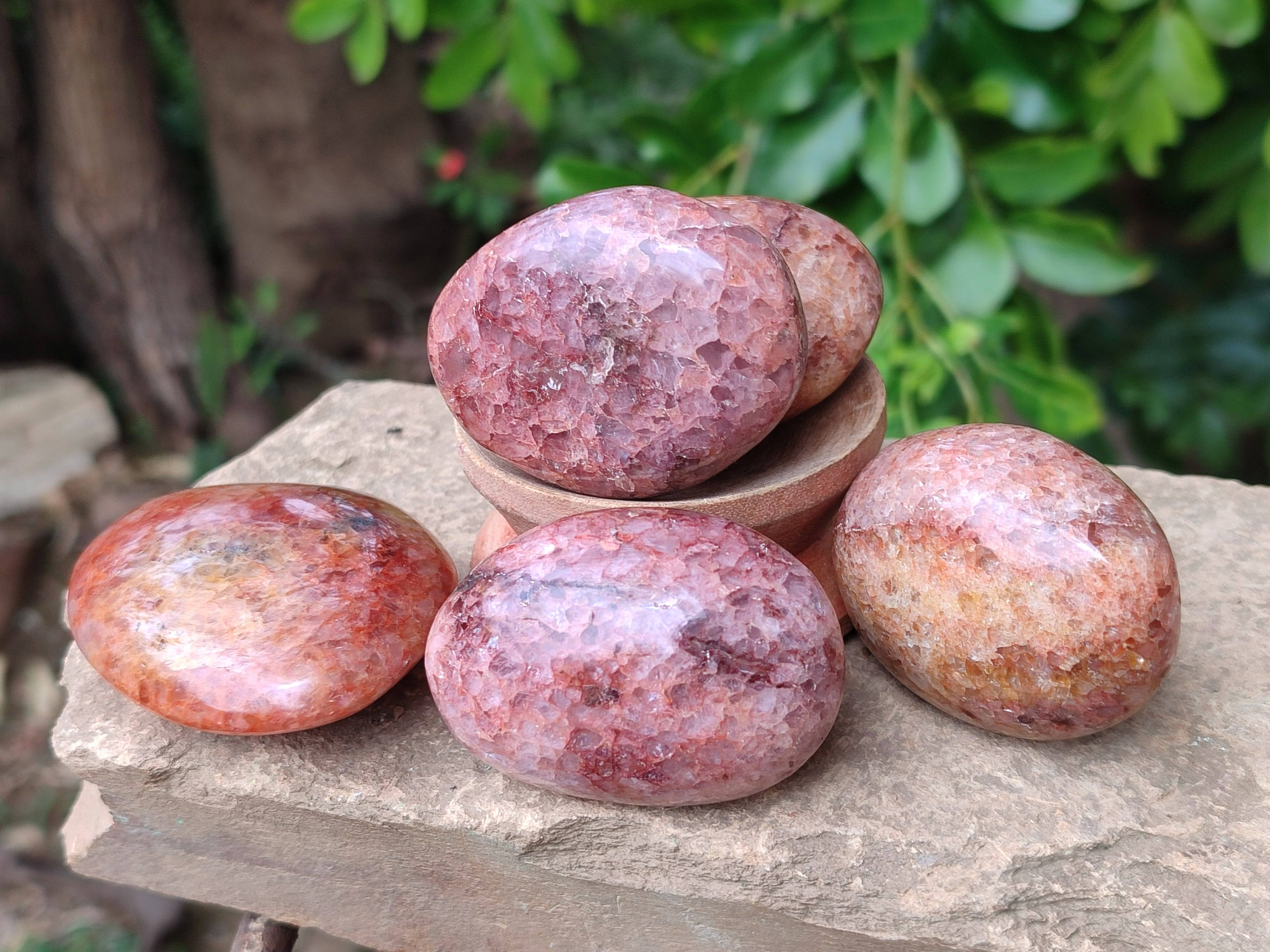 Polished Hematoid Quartz Palm Stones x 20 From Madagascar - Toprock Gemstones and Minerals 