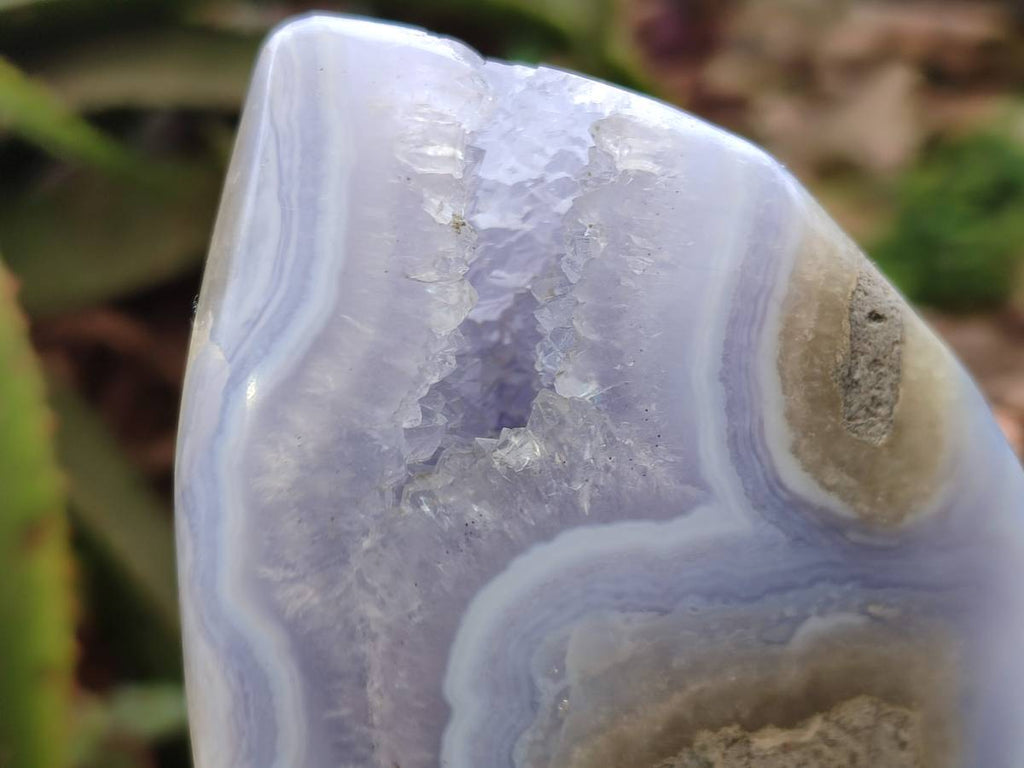 Polished Blue Lace Agate Standing Free Forms x 2 From Malawi - Toprock Gemstones and Minerals 