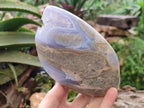 Polished Blue Lace Agate Standing Free Forms x 2 From Malawi - Toprock Gemstones and Minerals 