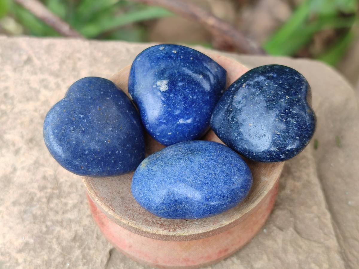 Polished Mini Lazulite Hearts x 35 From Madagascar - Toprock Gemstones and Minerals 