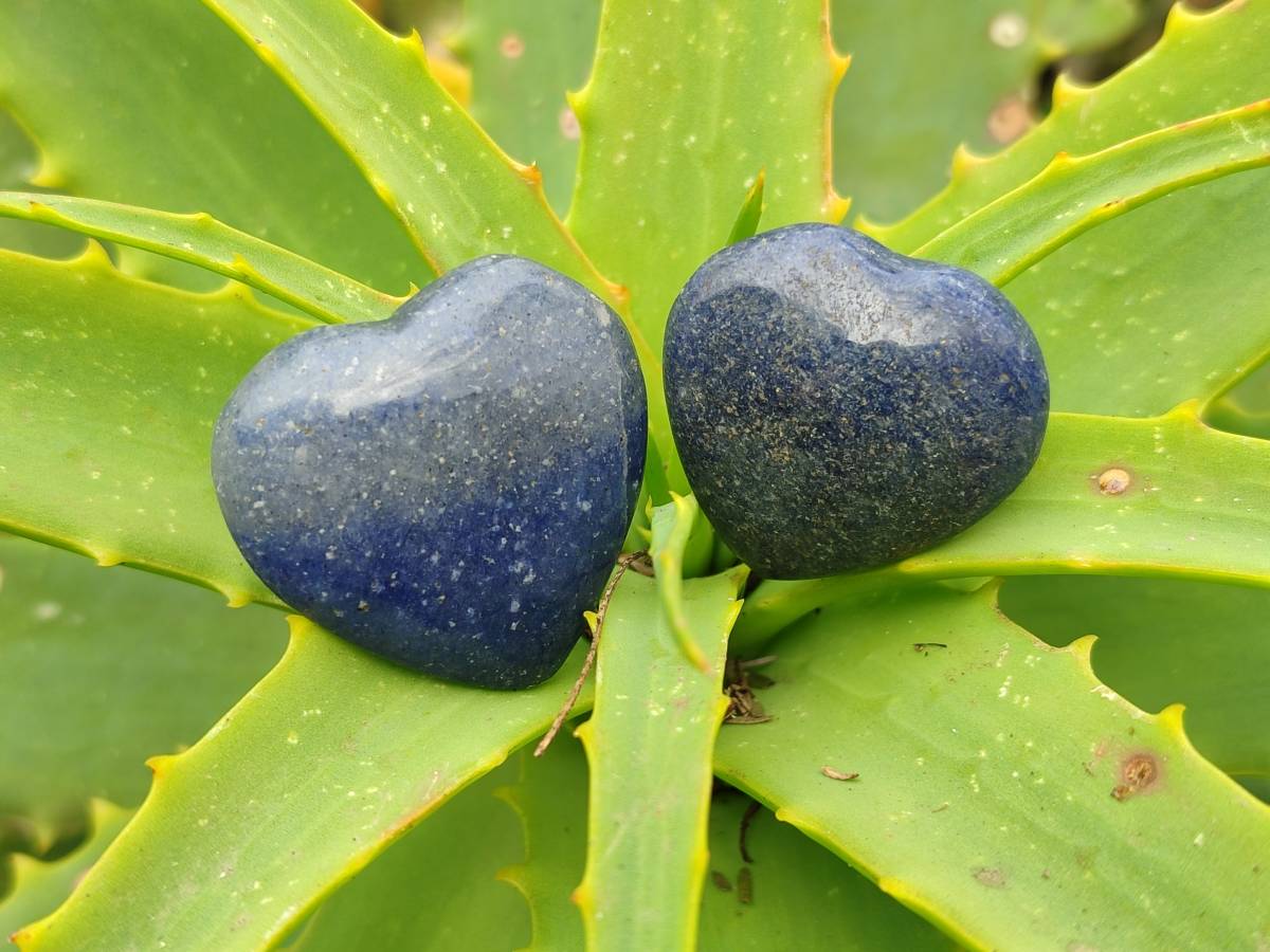 Polished Mini Lazulite Hearts x 35 From Madagascar - Toprock Gemstones and Minerals 