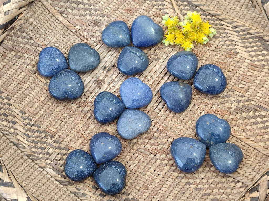 Polished Mini Lazulite Hearts x 35 From Madagascar - Toprock Gemstones and Minerals 