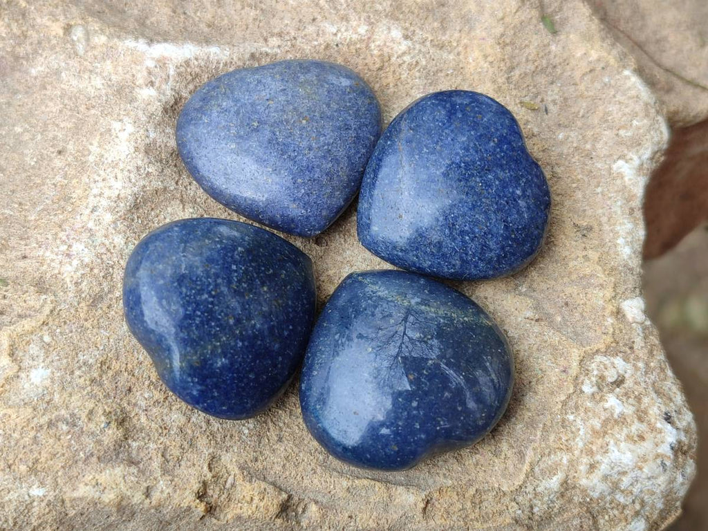 Polished Mini Lazulite Hearts x 35 From Madagascar - Toprock Gemstones and Minerals 