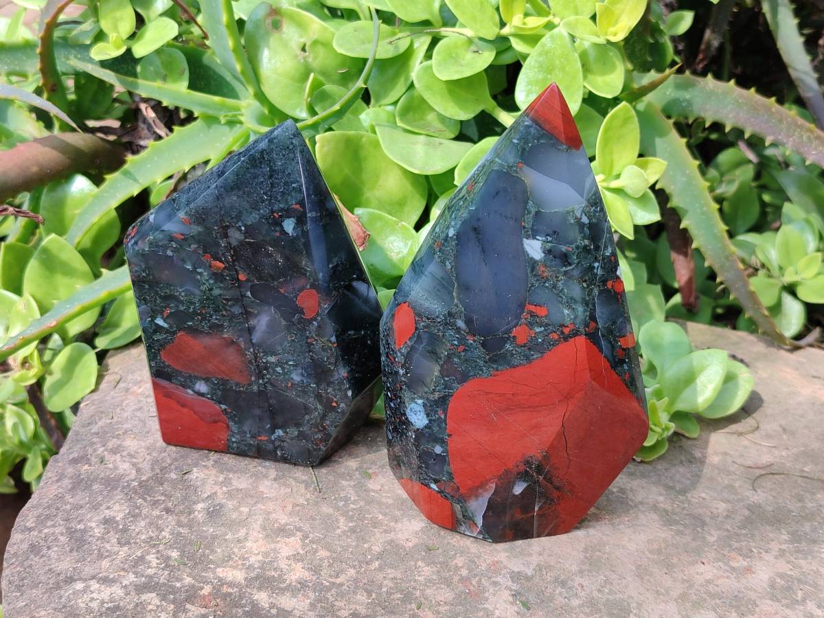 Polished Bloodstone Points x 3 From Swaziland - Toprock Gemstones and Minerals 