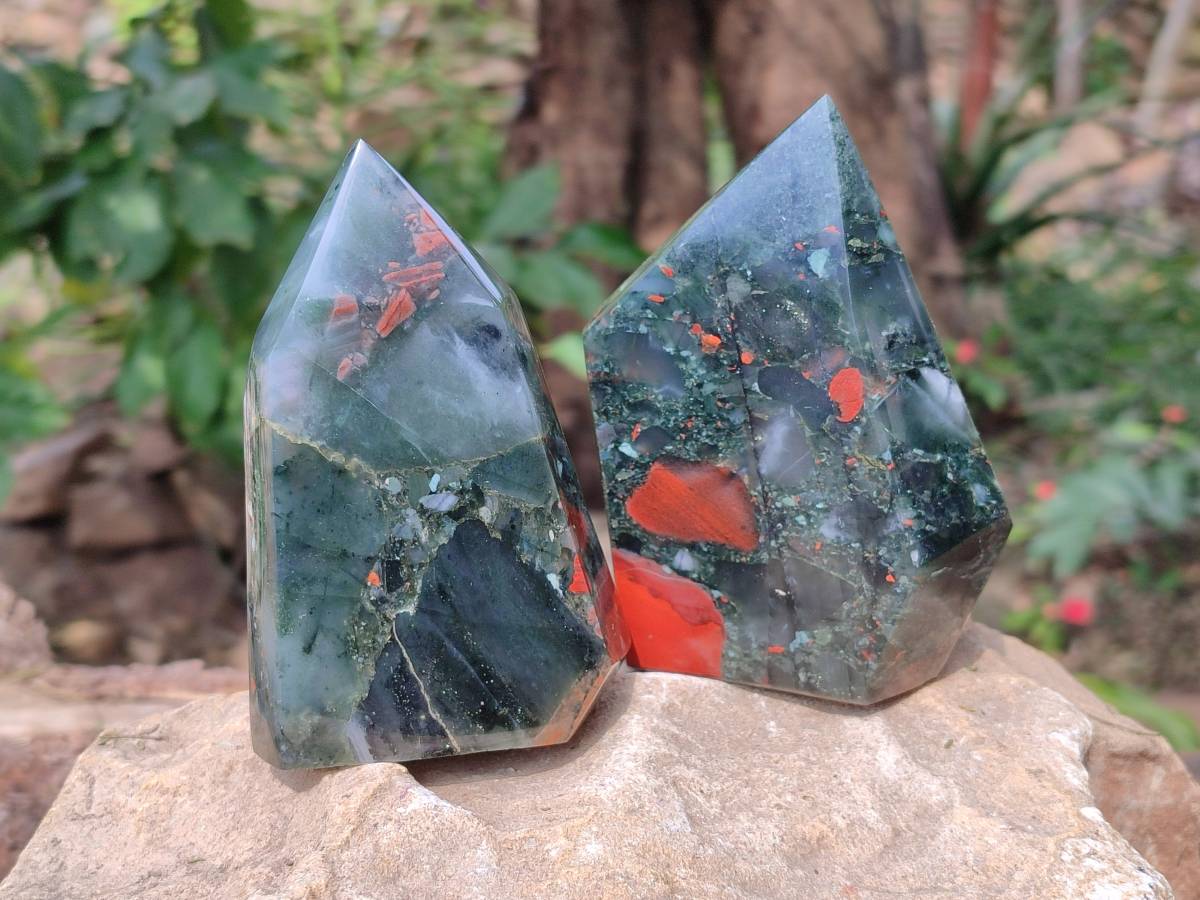 Polished Bloodstone Points x 3 From Swaziland - Toprock Gemstones and Minerals 