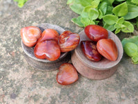 Polished Carnelian Agate Hearts x 20 From Madagascar