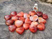Polished Carnelian Agate Hearts x 20 From Madagascar