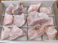 Natural Pink Rose Quartz Cobbed Specimens x 12 From North Cape, South Africa