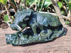 Hand Made Green Verdite Warthog Carving x 1 From Zimbabwe - Toprock Gemstones and Minerals 