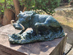 Hand Made Green Verdite Warthog Carving x 1 From Zimbabwe - Toprock Gemstones and Minerals 