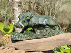 Hand Made Green Verdite Warthog Carving x 1 From Zimbabwe - Toprock Gemstones and Minerals 