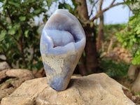 Polished Blue Lace Agate Standing Free Forms x 2 From Malawi