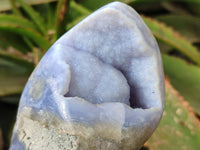 Polished Blue Lace Agate Standing Free Forms x 2 From Malawi