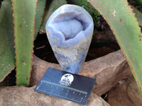 Polished Blue Lace Agate Standing Free Forms x 2 From Malawi