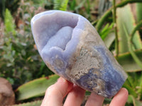 Polished Blue Lace Agate Standing Free Forms x 2 From Malawi