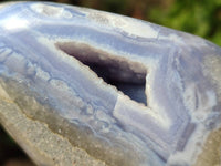 Polished Blue Lace Agate Standing Free Forms x 2 From Malawi