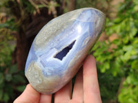 Polished Blue Lace Agate Standing Free Forms x 2 From Malawi