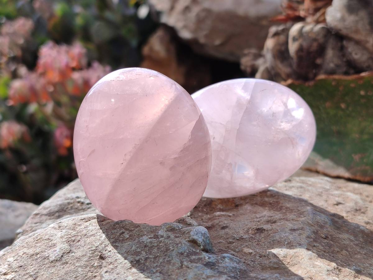 Polished Rose Quartz Palm Stones x 12 From Madagascar - Toprock Gemstones and Minerals 