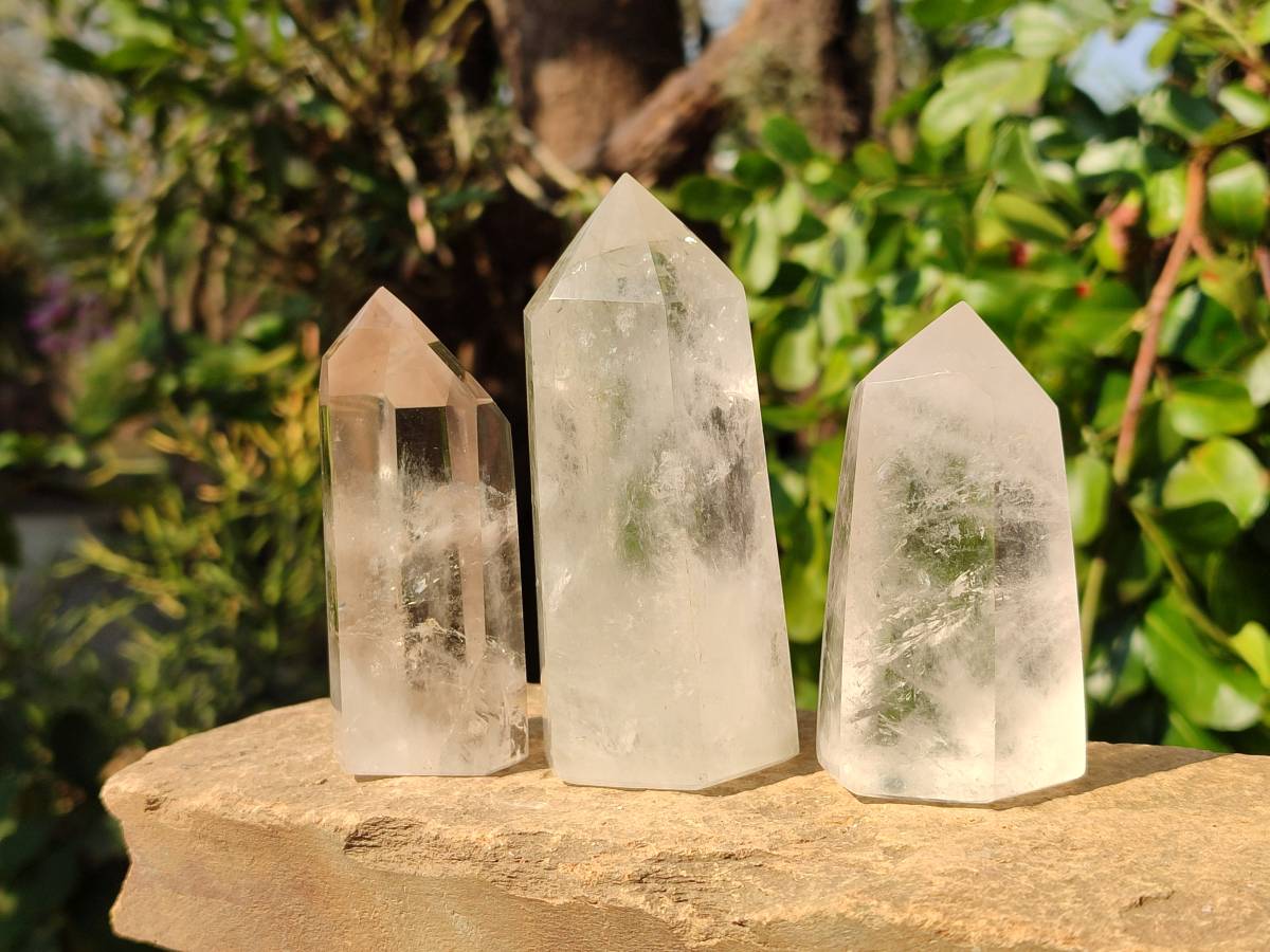 Polished Clear Quartz Crystals x 6 From Madagascar - Toprock Gemstones and Minerals 