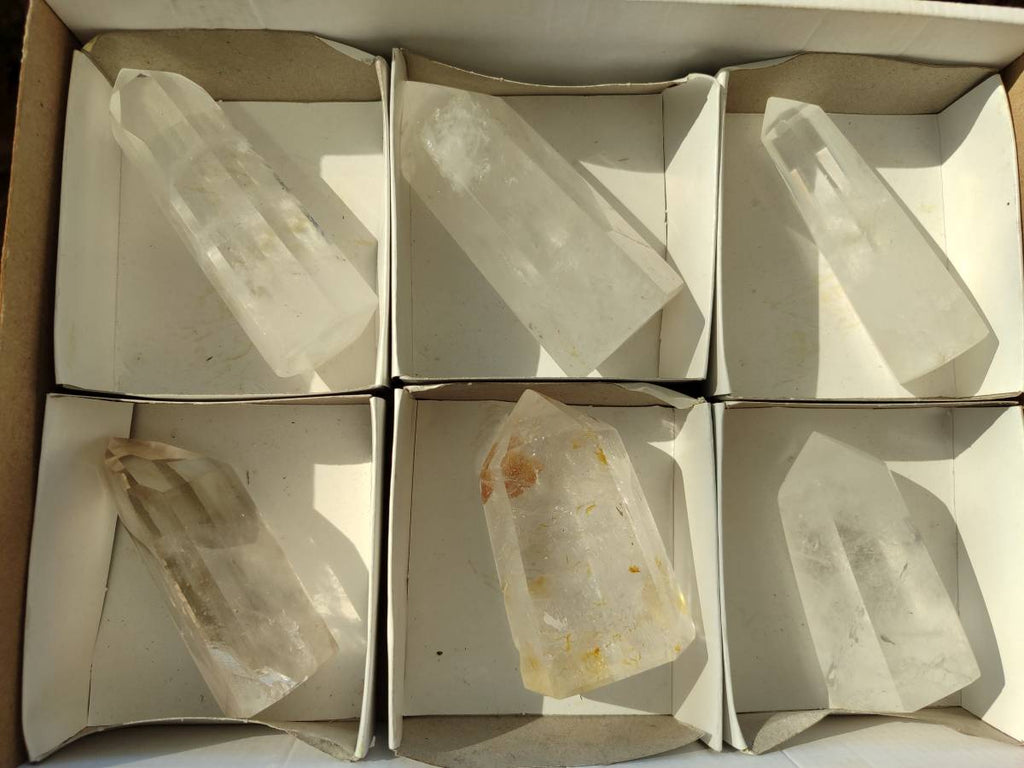 Polished Clear Quartz Crystals x 6 From Madagascar - Toprock Gemstones and Minerals 