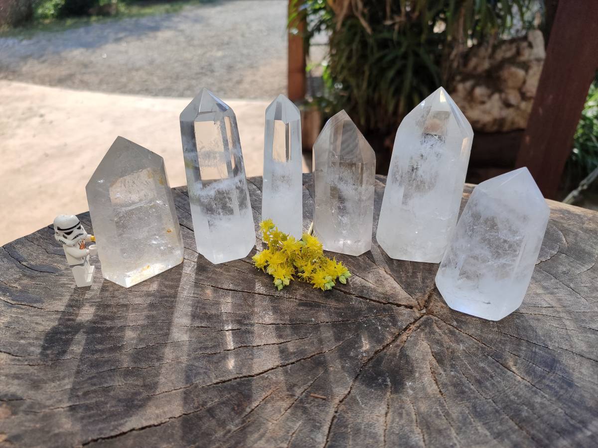 Polished Clear Quartz Crystals x 6 From Madagascar - Toprock Gemstones and Minerals 